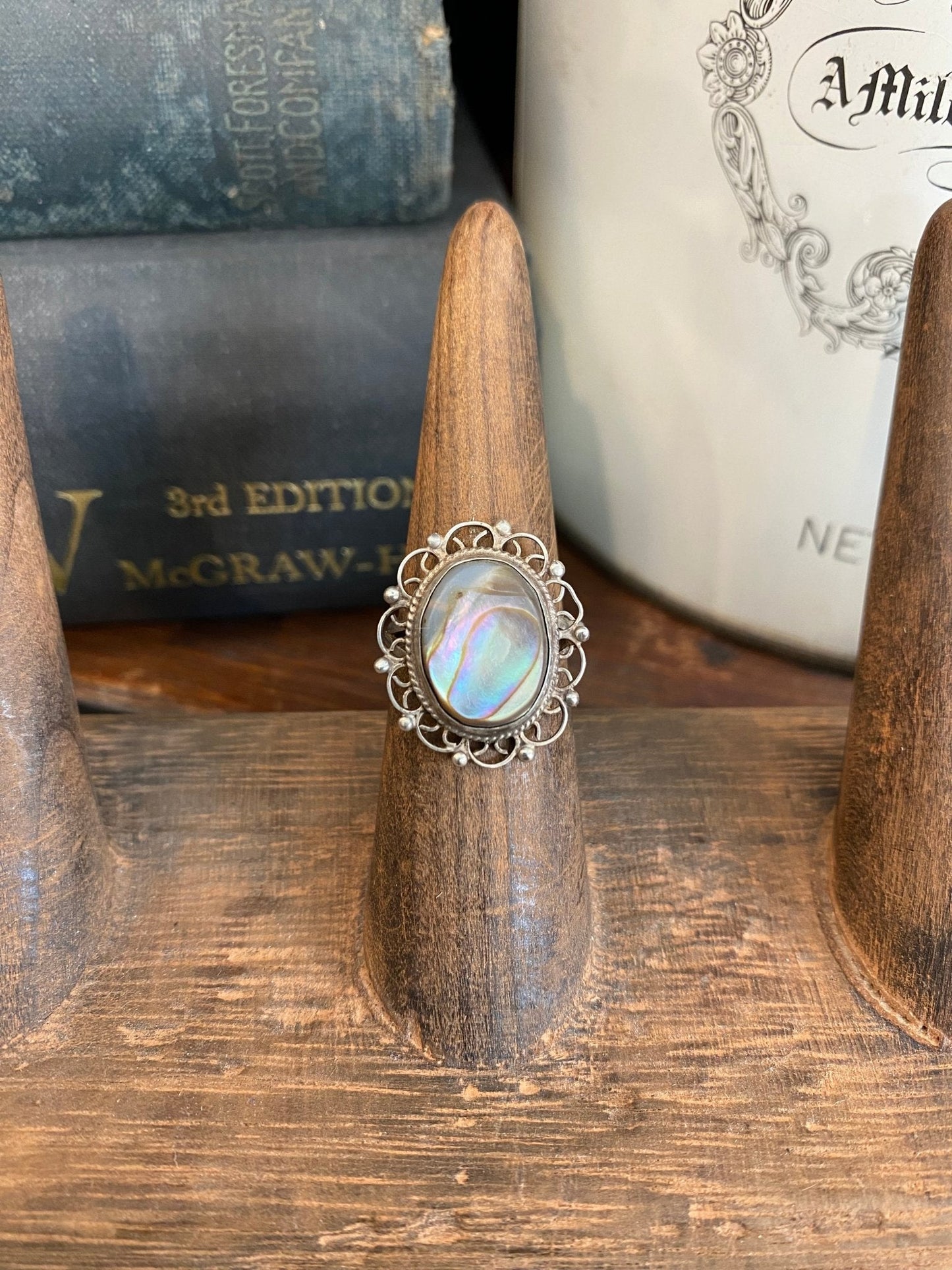 Vintage Sterling Abalone Ring - The Mustard Seed Collection, The Seed