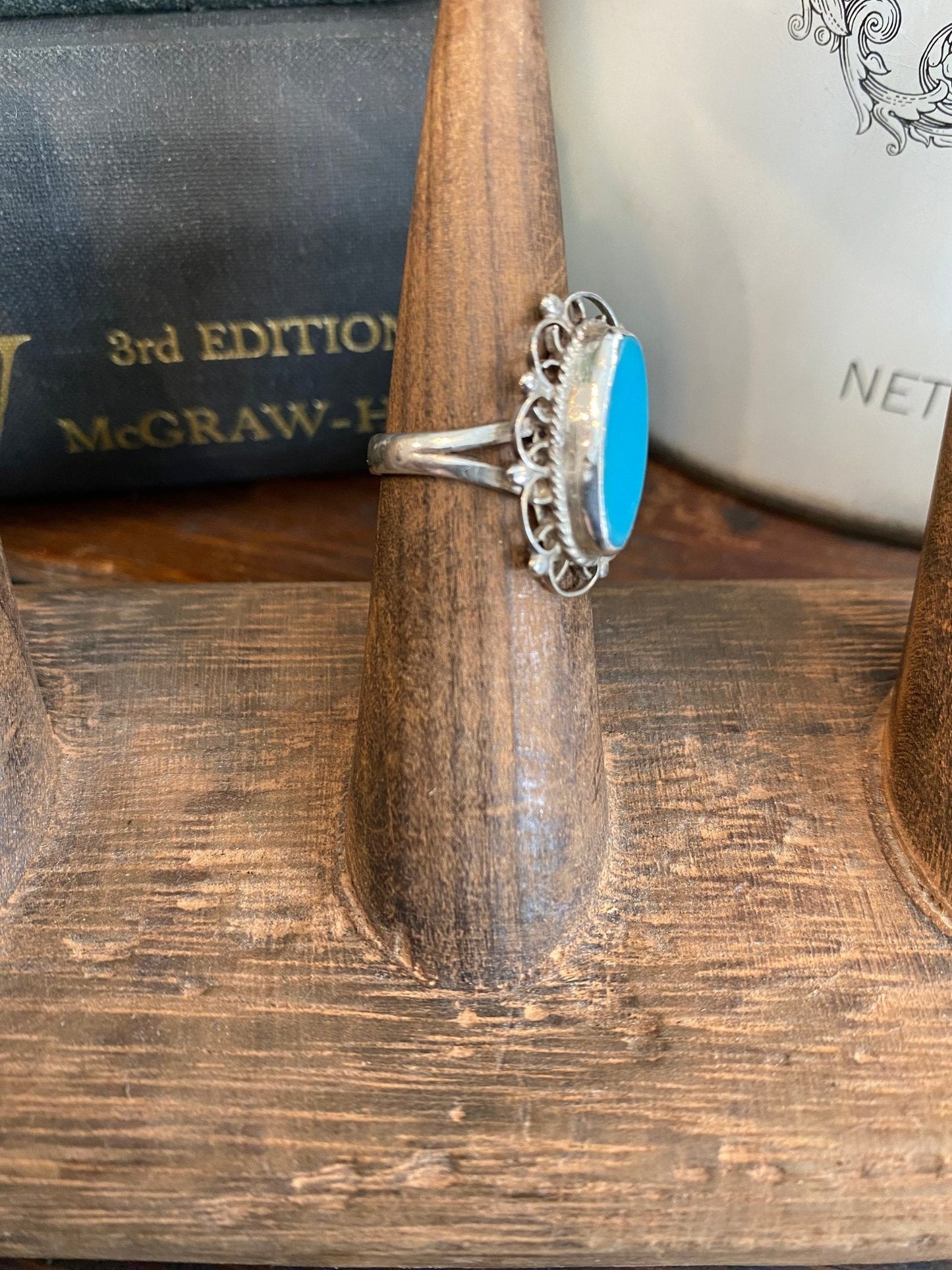 Vintage Sterling Blue Turquoise Ring - The Mustard Seed Collection, The Seed