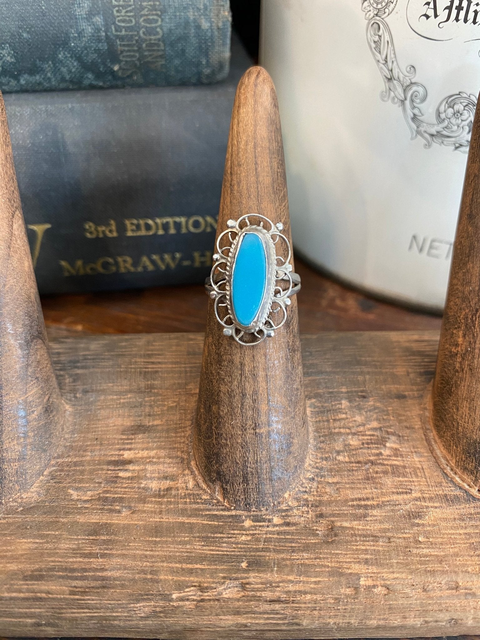Vintage Sterling Blue Turquoise Ring - The Mustard Seed Collection, The Seed