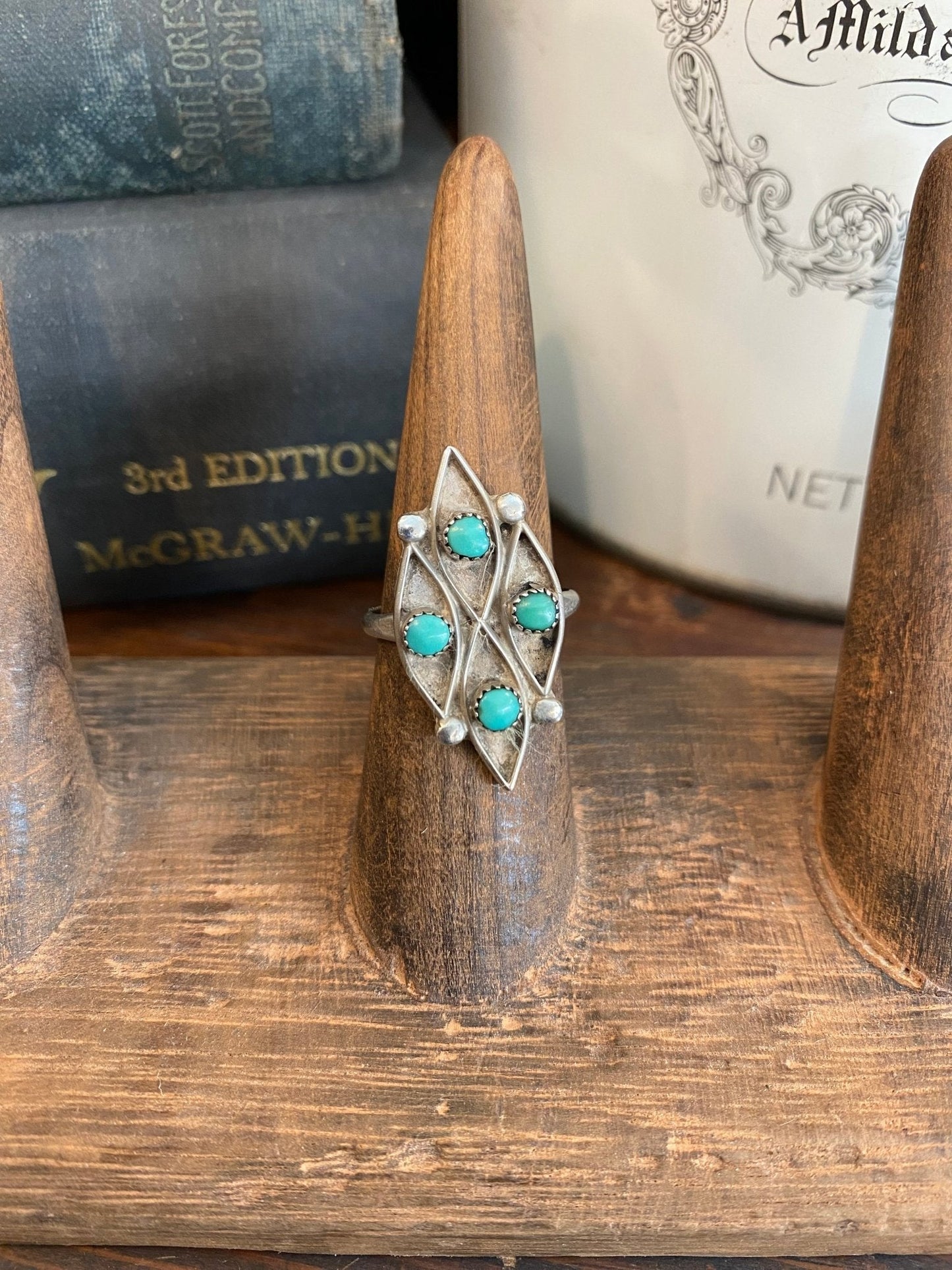 Vintage Sterling Turquoise Inlay Ring - The Mustard Seed Collection, The Seed