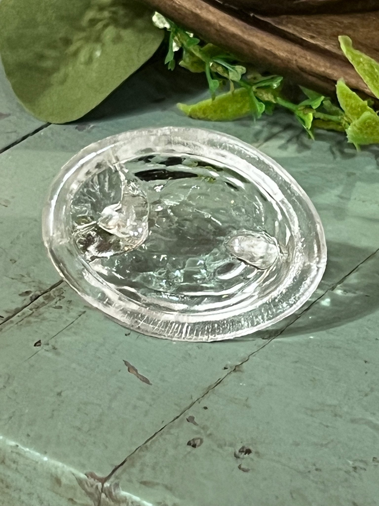 Vintage-Style Clear Glass Miniature Hen Figurine (Lid Only) 