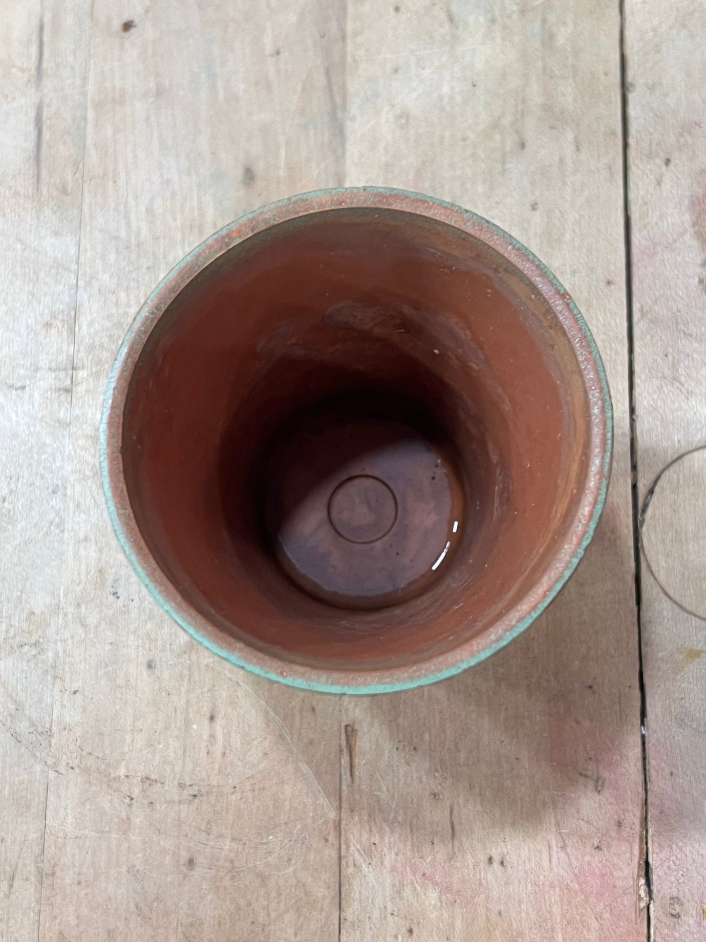 Vintage-Style Ribbed Terracotta Flower Pot – Sage Green, 3.5" (No Drainage Hole)