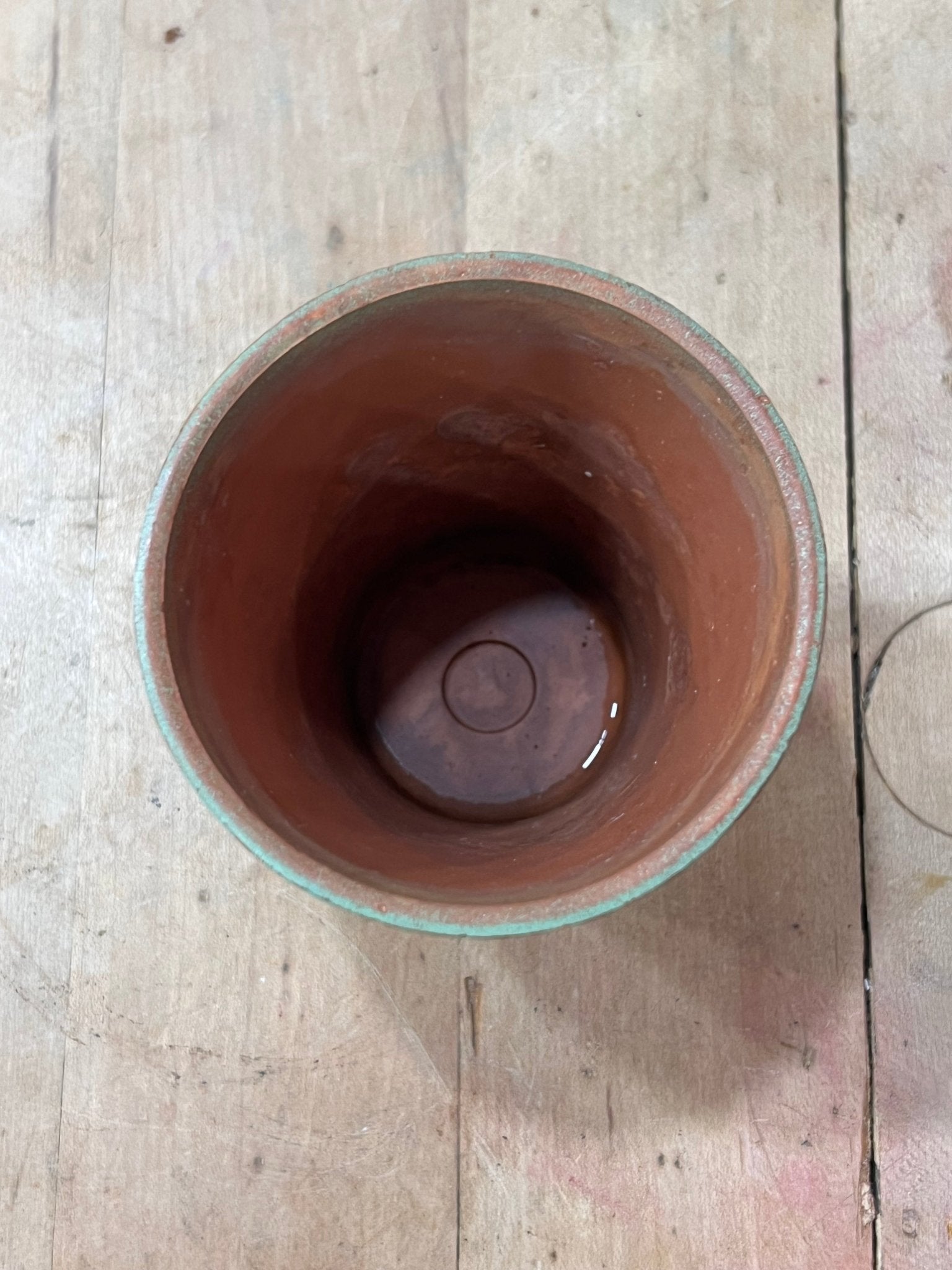 Vintage-Style Ribbed Terracotta Flower Pot – Sage Green, 3.5" (No Drainage Hole)