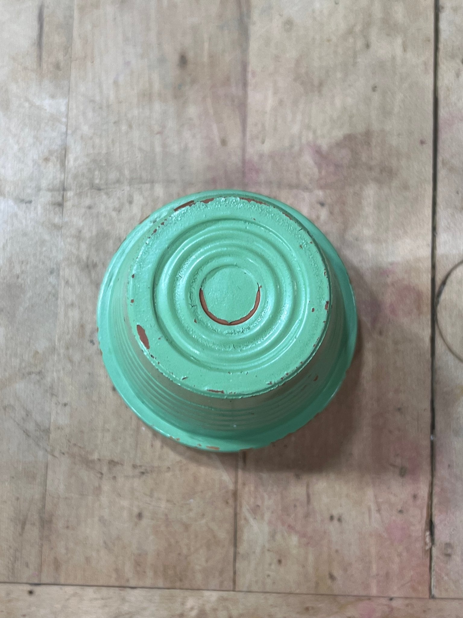 Vintage-Style Ribbed Terracotta Flower Pot – Sage Green, 3.5" (No Drainage Hole)