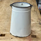 Vintage White Enamelware Milk Can Caddy with Metal Bail Handle