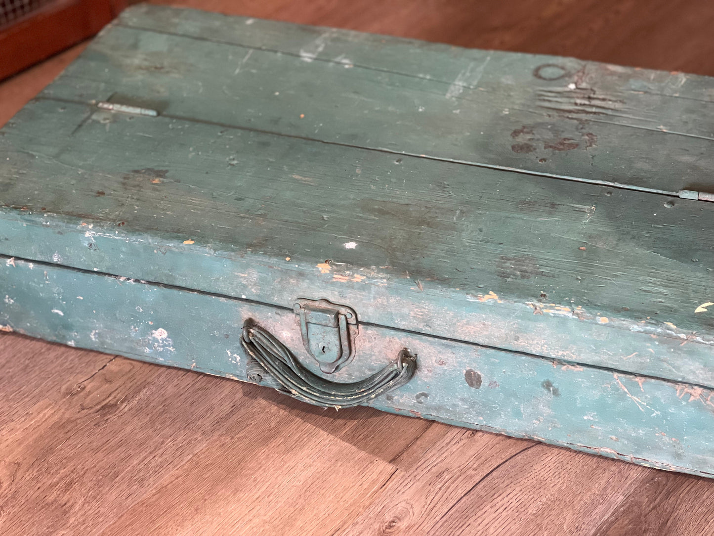 Vintage Teal Green Painted Tool Box