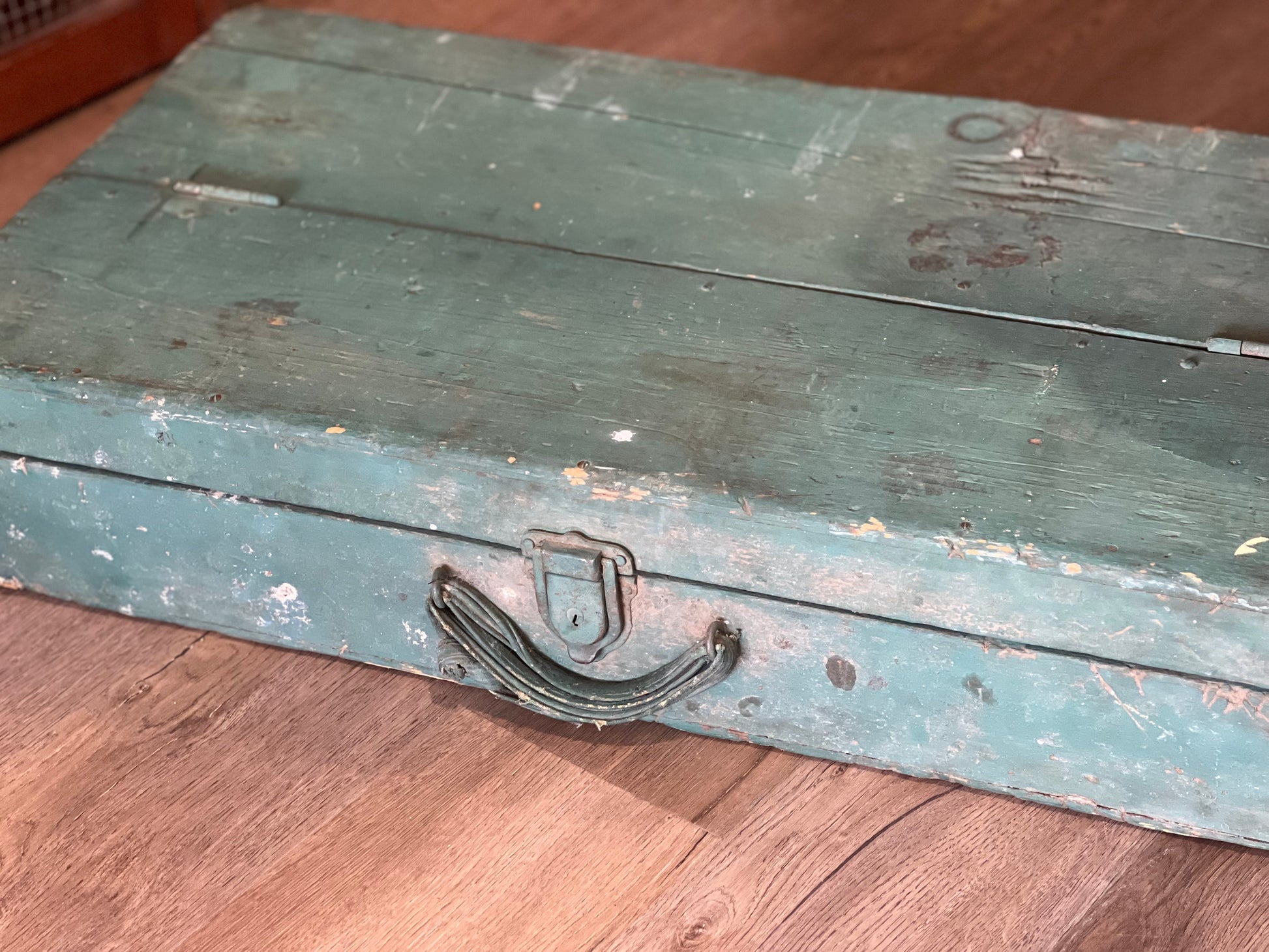 Vintage Teal Green Painted Tool Box