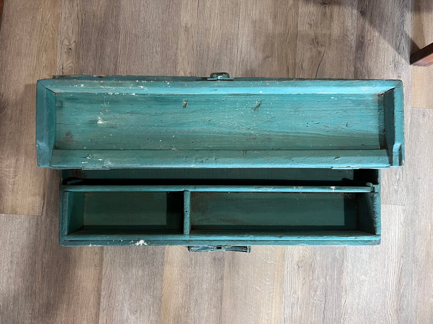 Vintage Teal Green Painted Tool Box