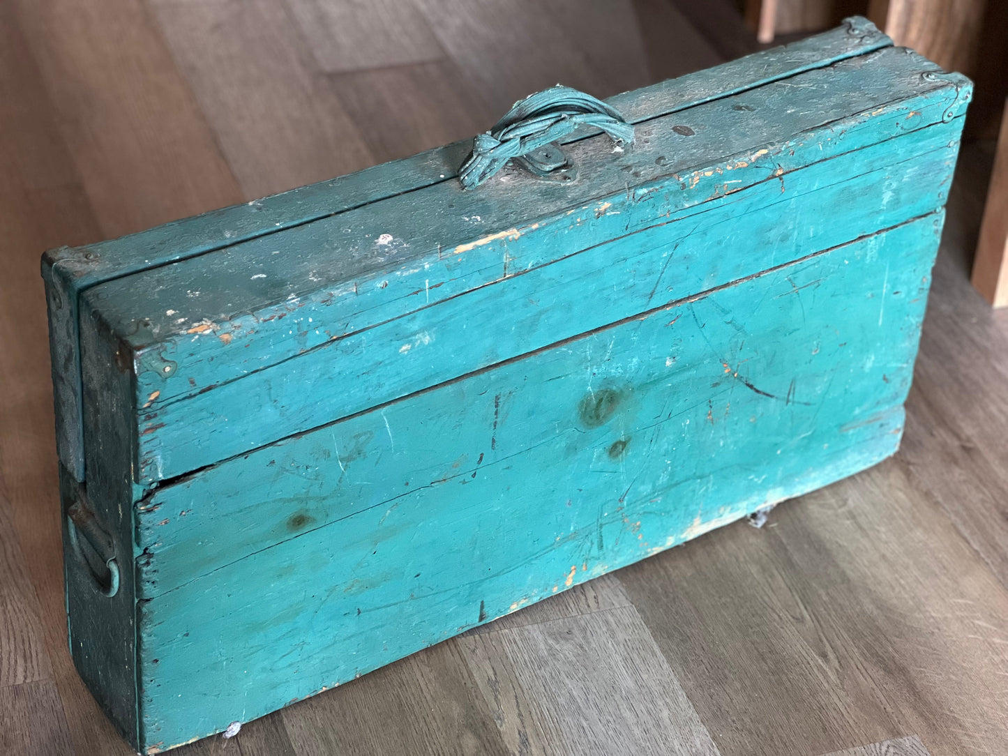 Vintage Teal Green Painted Tool Box