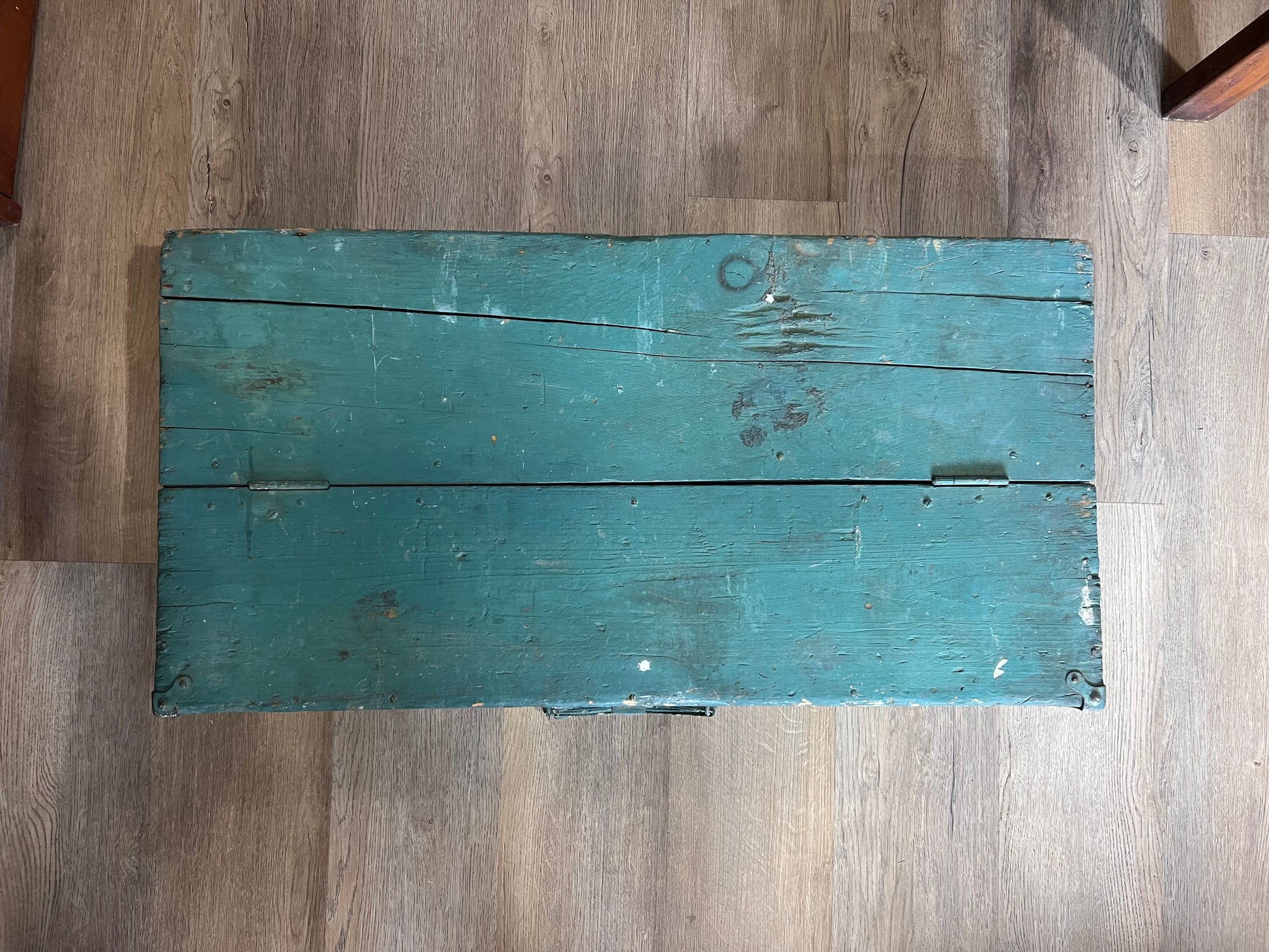 Vintage Teal Green Painted Tool Box