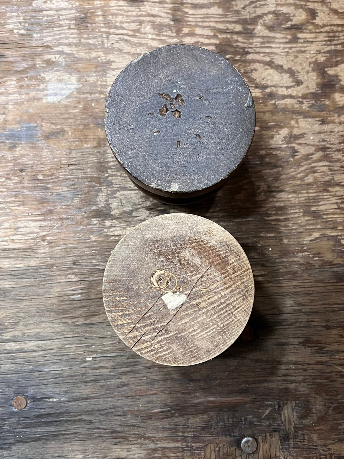 Vintage Turned Wood Pillar Candle Holders – Set of 2 - The Mustard Seed Collection, The Seed