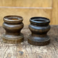 Vintage Turned Wood Pillar Candle Holders – Set of 2 - The Mustard Seed Collection, The Seed