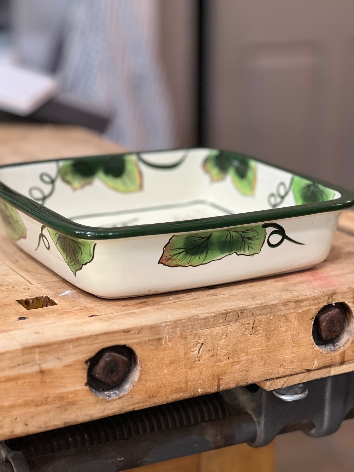 Vintage Tuscan Bordeaux Grapes Square Ceramic Baking & Serving Dish - The Mustard Seed Collection, The Seed