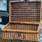 Vintage Two-Tone Woven Wicker Picnic Basket (18" x 12" x 8")basket