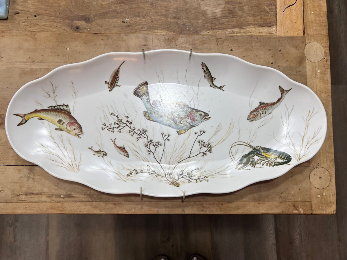 Vintage Waverly Products "Montage of the Sea" Large Melamine Fish Platter (23" x 10.75") - The Mustard Seed Collection, The Seed