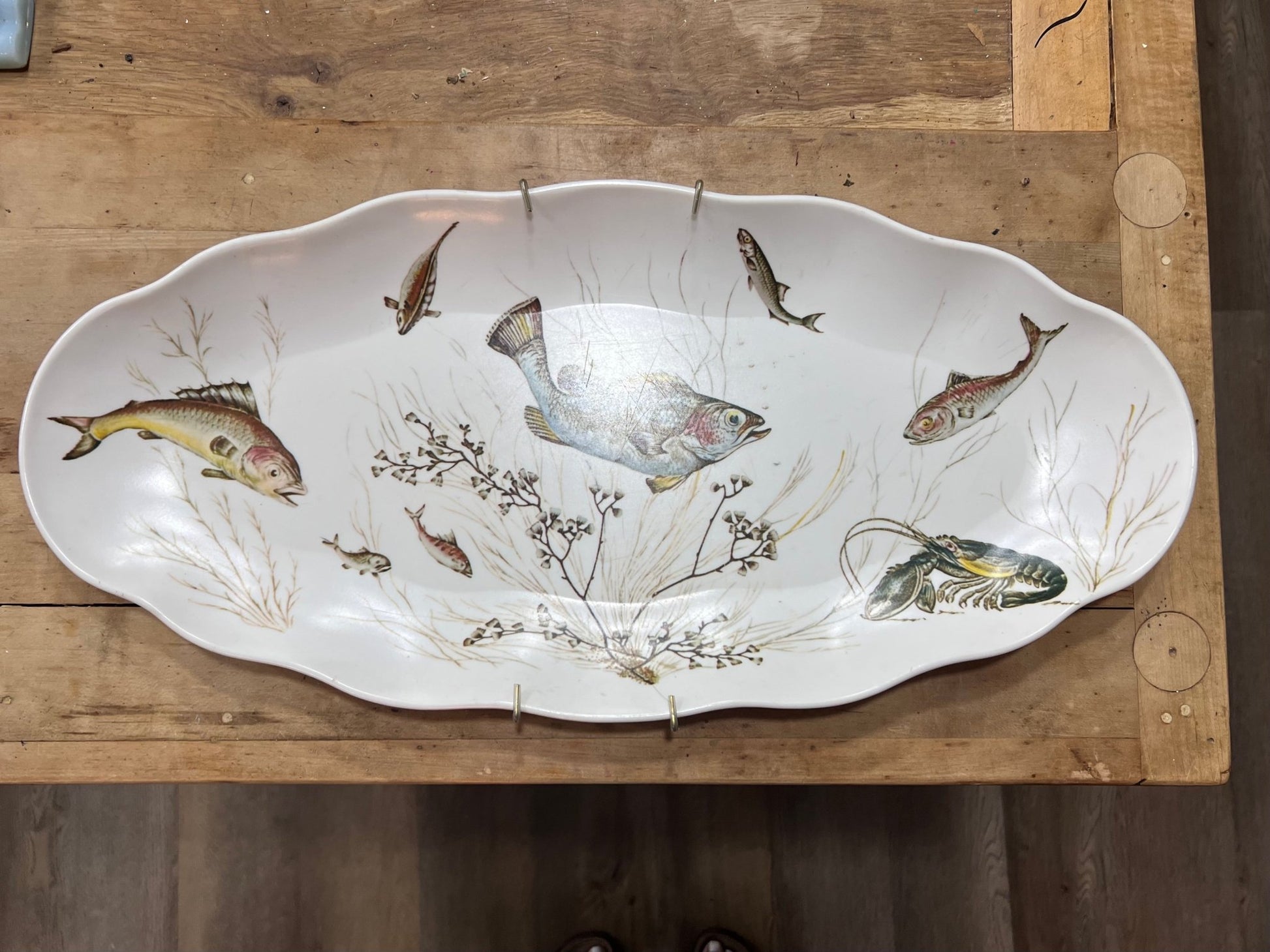 Vintage Waverly Products "Montage of the Sea" Large Melamine Fish Platter (23" x 10.75") - The Mustard Seed Collection, The Seed