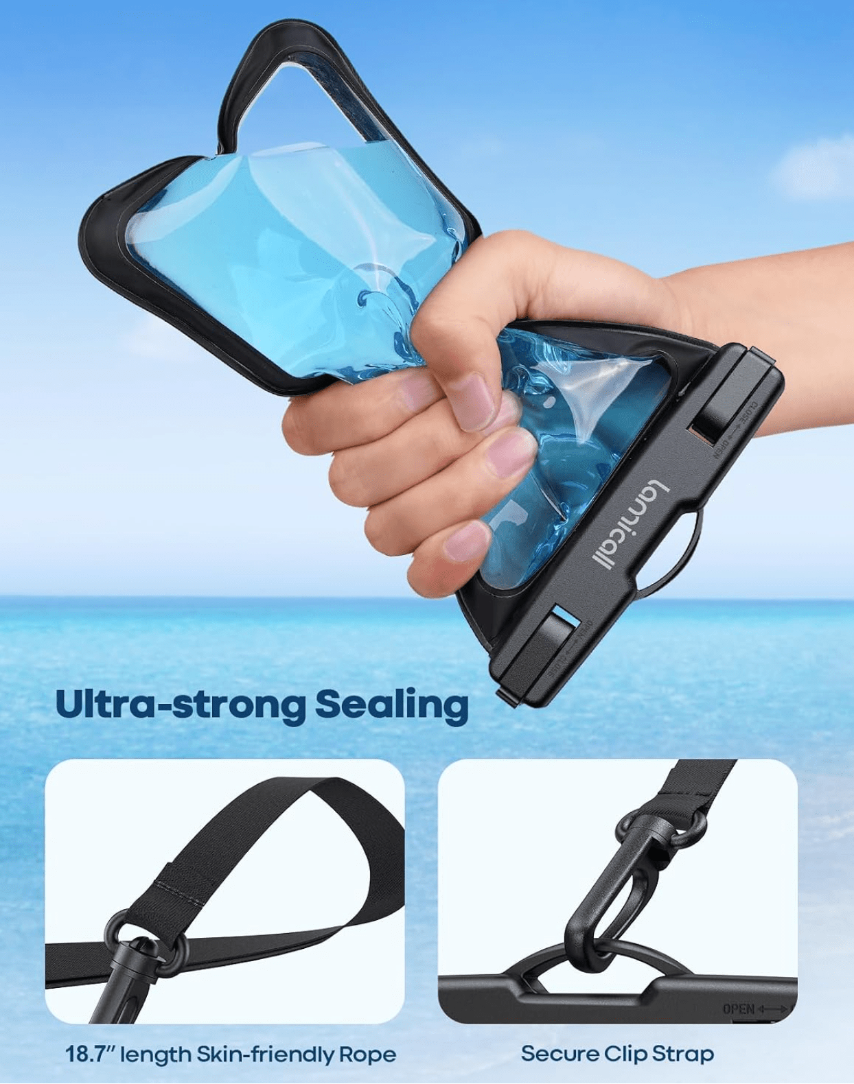 Waterproof Phone Pouch for iPhone 17 to 7 with Case 
