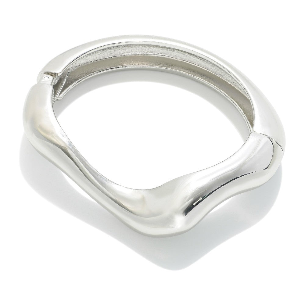 Wavy Metal Hinged Bangle Bracelet