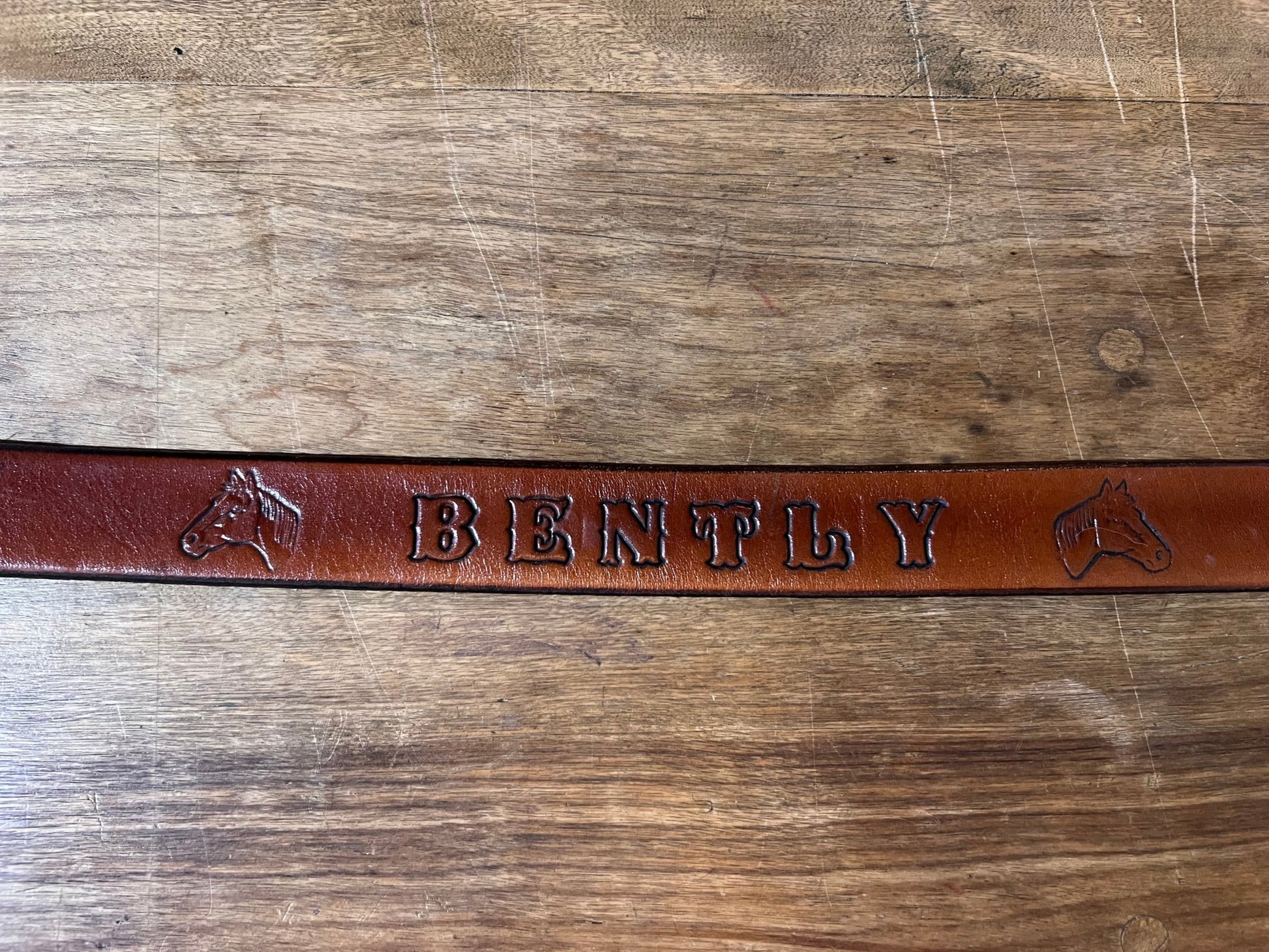 Western Tooled Leather Name Belt - Custom BENTLY Rhinestone Cross Buckle - The Mustard Seed Collection, The Seed
