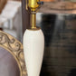 White & Brass Mid-Century Lamp, No Shade 