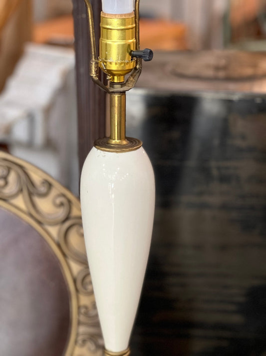 White & Brass Mid-Century Lamp, No Shade - The Mustard Seed Collection, The Seed