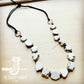 White Turquoise Slab Necklace with Leather Closure 228o