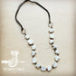 White Turquoise Slab Necklace with Leather Closure 228o