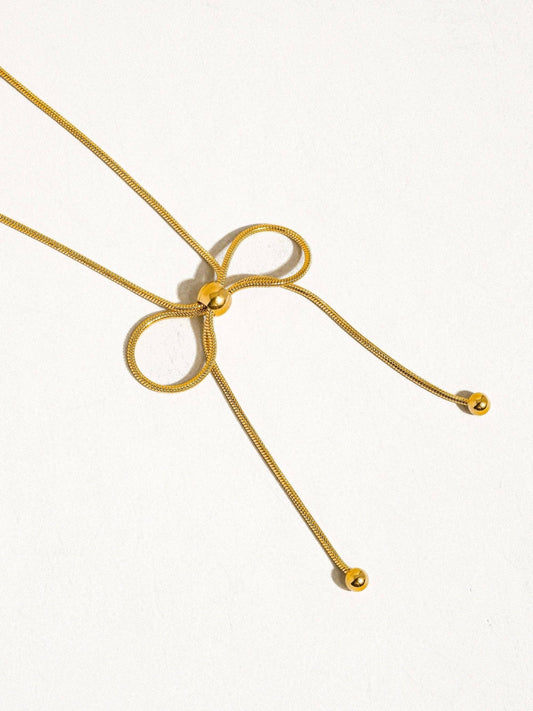 Wildrose 18K Non-Tarnish Bow Chain Necklace: Yellow Gold - The Mustard Seed Collection, The Seed
