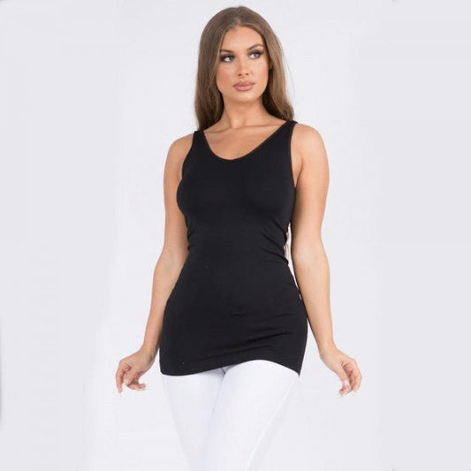 Women's Seamless Reversible V-Neck Tank Top Black - The Mustard Seed Collection, The Seed
