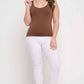 Women's Two Tone U Neckline Seamless Tank - Plus: Coffee/Ivory / OS Yelete