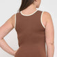 Women's Two Tone U Neckline Seamless Tank - Plus: Coffee/Ivory / OS Yelete