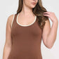 Women's Two Tone U Neckline Seamless Tank - Plus: Coffee/Ivory / OS Yelete