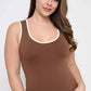 Women's Two Tone U Neckline Seamless Tank - Plus: Coffee/Ivory / OS Yelete