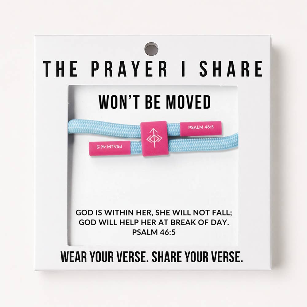 WON'T BE MOVED Christian Cord Bracelet, Bible Verse Gift The Prayer I Share