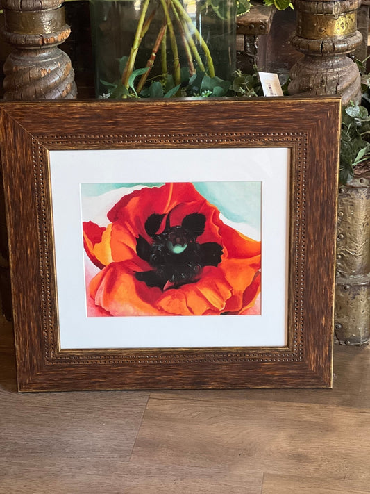 Wood Framed Poppy Painting - The Mustard Seed Collection, The Seed