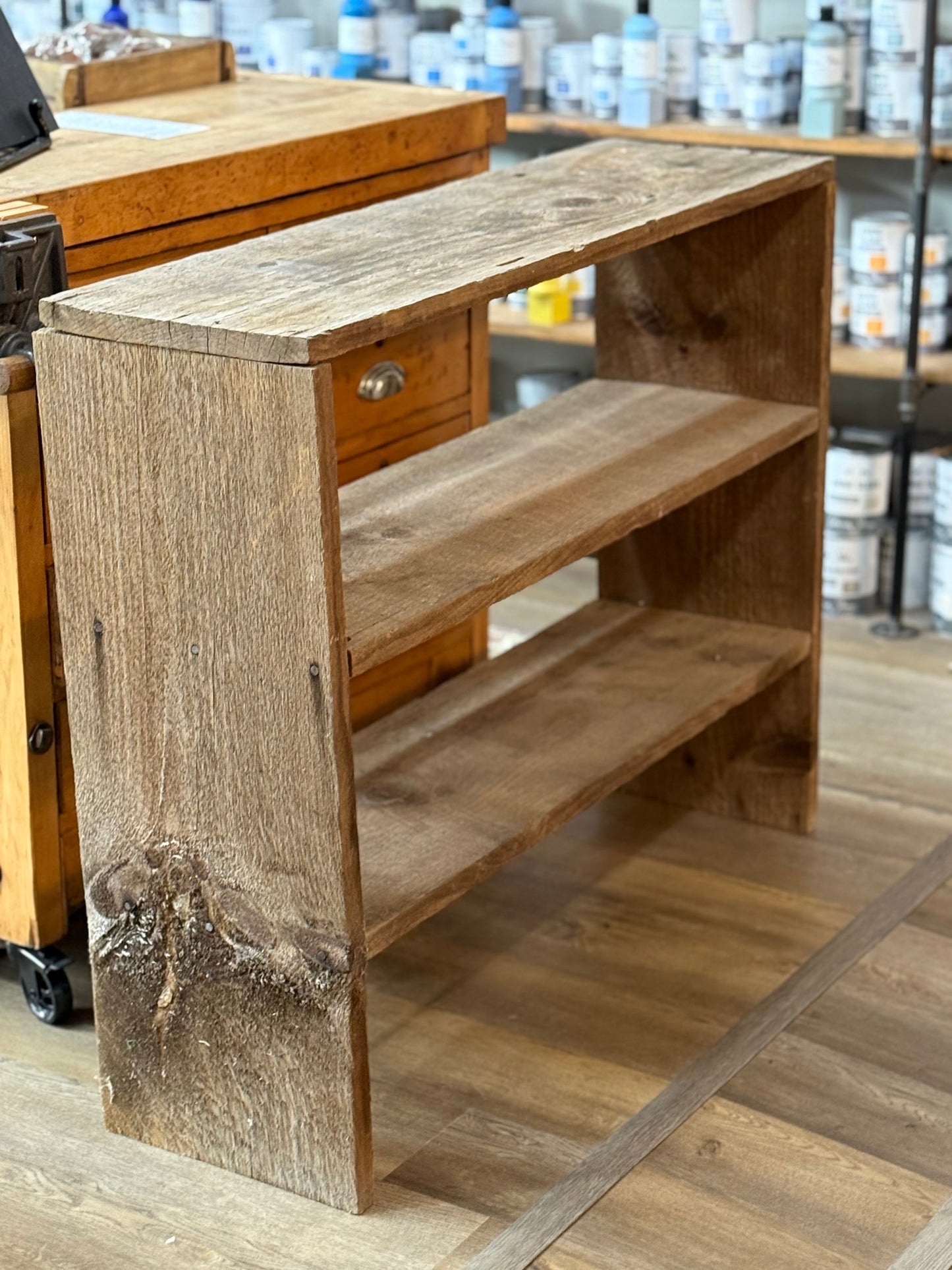 Wooden Bucket Shelf