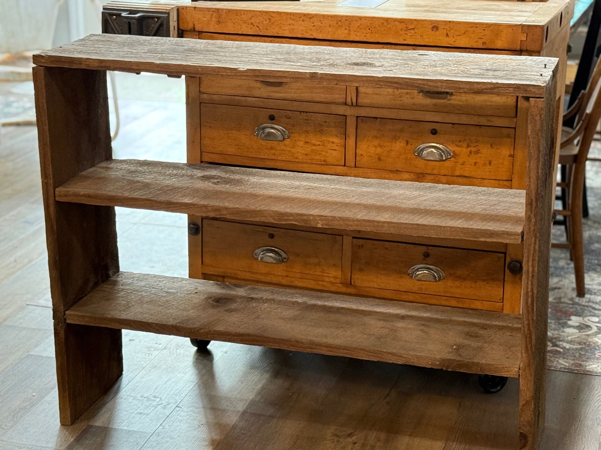 Wooden Bucket Shelf