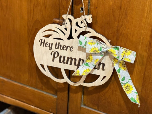Wooden Pumpkin Door Hanger - The Mustard Seed Collection, The Seed