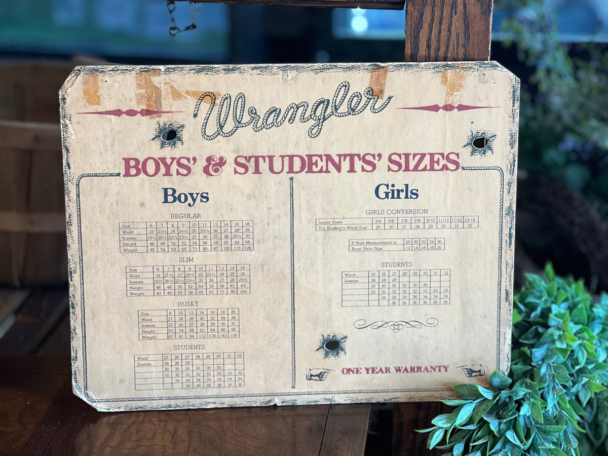 Wrangler Size Sign - The Mustard Seed Collection, The Seed
