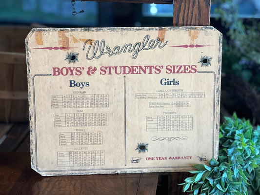 Wrangler Size Sign - The Mustard Seed Collection, The Seed