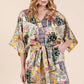 Yellow Satin Patchwork Print Half Sleeve Surplice Romper - The Mustard Seed Collection, The Seed