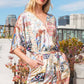 Yellow Satin Patchwork Print Half Sleeve Surplice Romper - The Mustard Seed Collection, The Seed