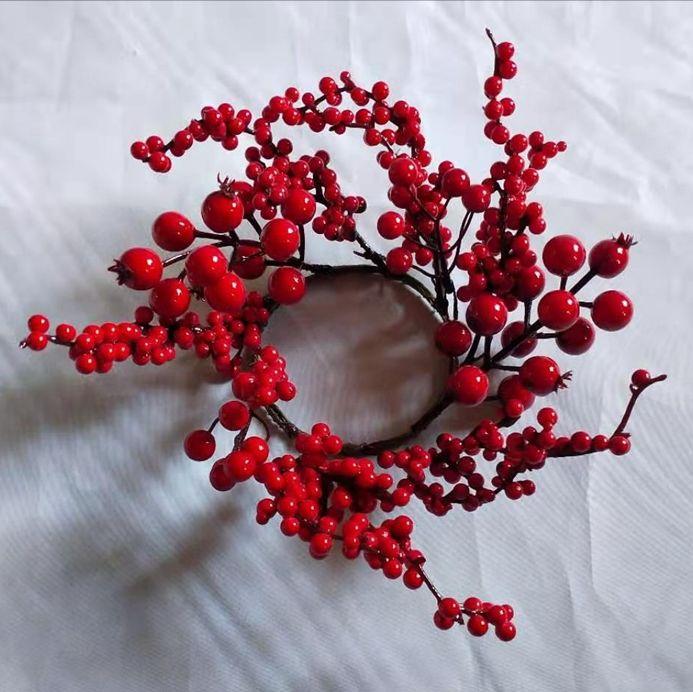 Candle Ring with Red Berries