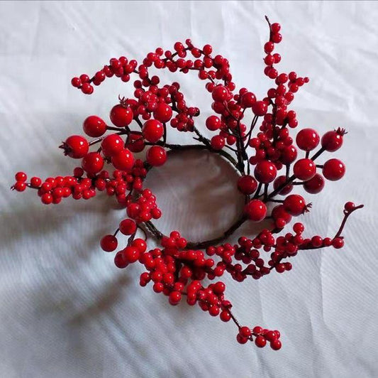 Candle Ring with Red Berries