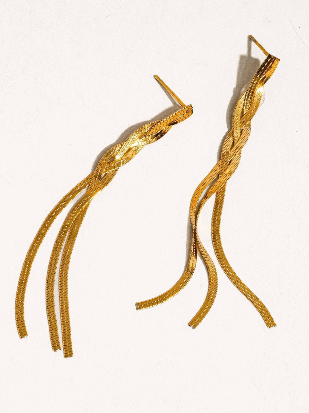 Zed 18K Gold Non-Tarnish Braided Tassel Earring: Yellow Gold - The Mustard Seed Collection, The Seed
