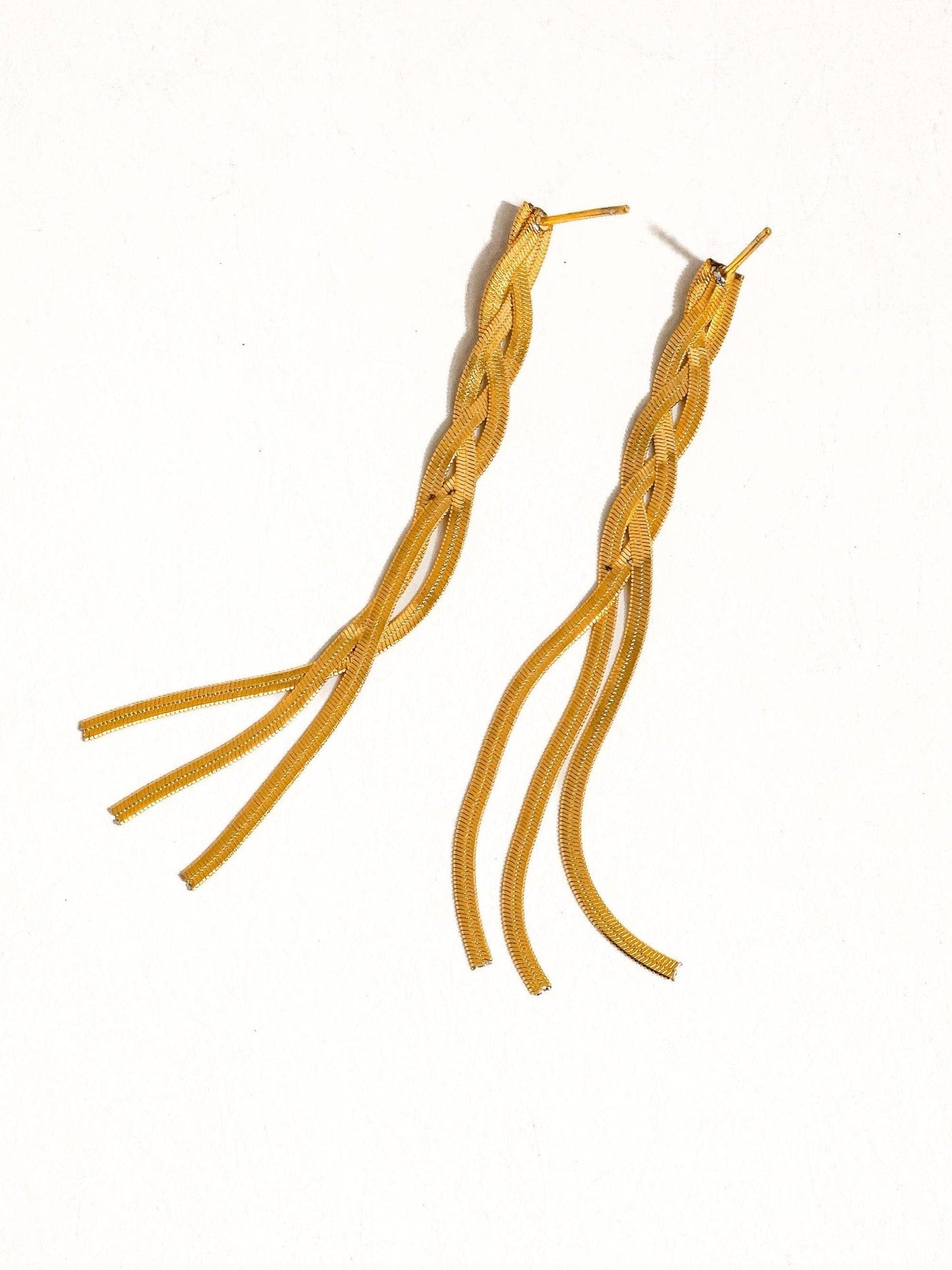 Zed 18K Gold Non-Tarnish Braided Tassel Earring: Yellow Gold - The Mustard Seed Collection, The Seed