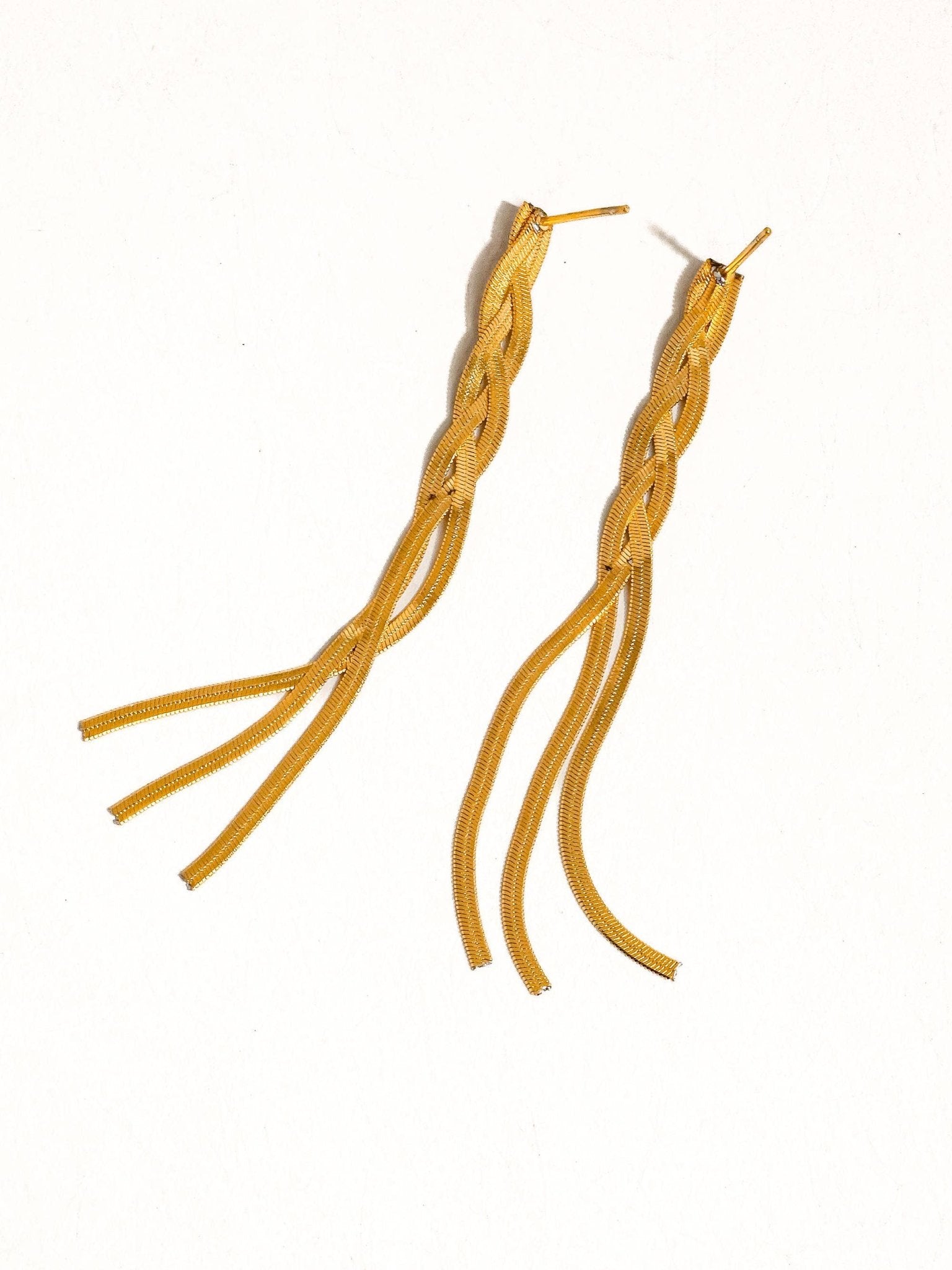 Zed 18K Gold Non-Tarnish Braided Tassel Earring: Yellow Gold - The Mustard Seed Collection, The Seed