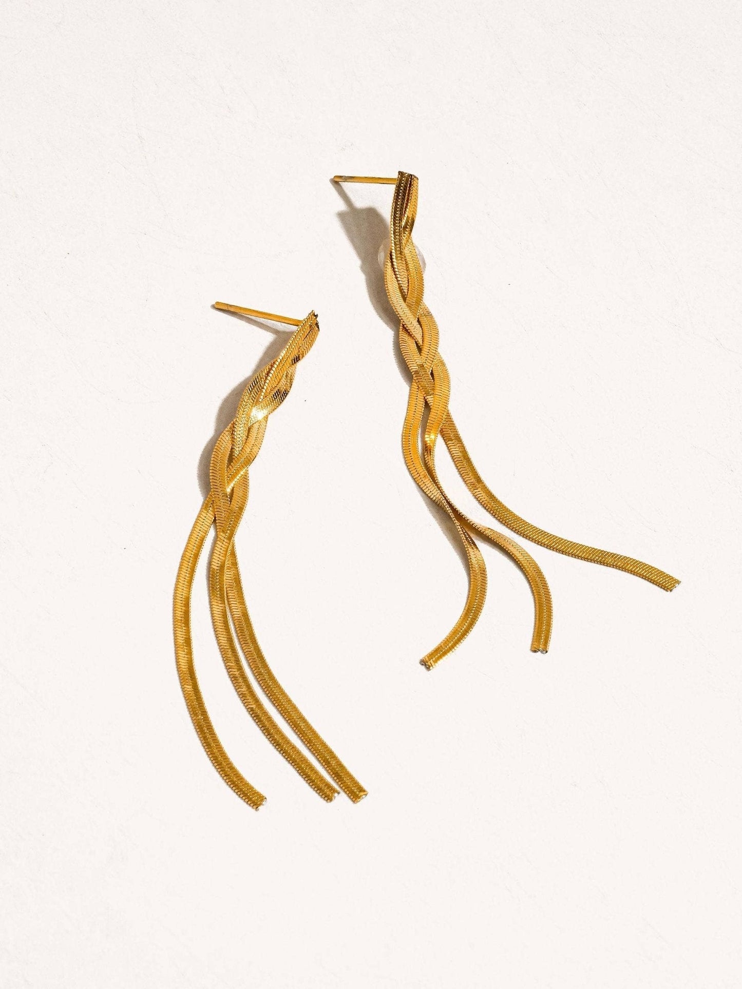 Zed 18K Gold Non-Tarnish Braided Tassel Earring: Yellow Gold - The Mustard Seed Collection, The Seed
