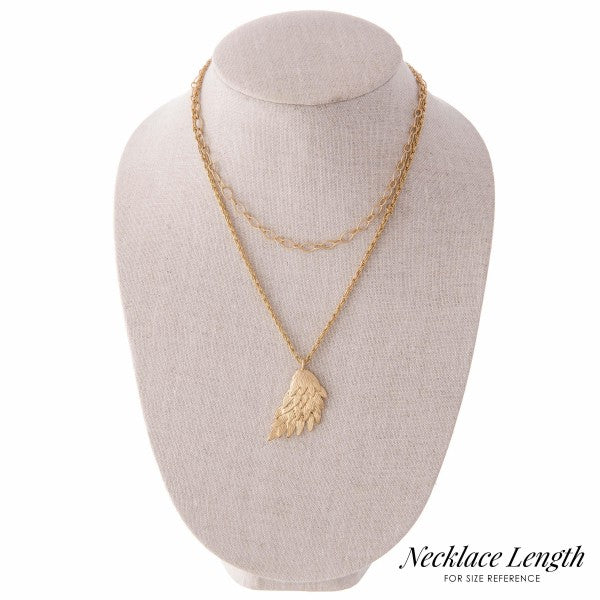 Rope Chain Layered Angel Wing Necklace