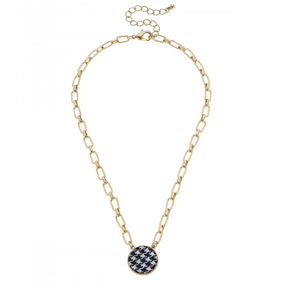 Chain Link Necklace Featuring Houndstooth Pendant Judson